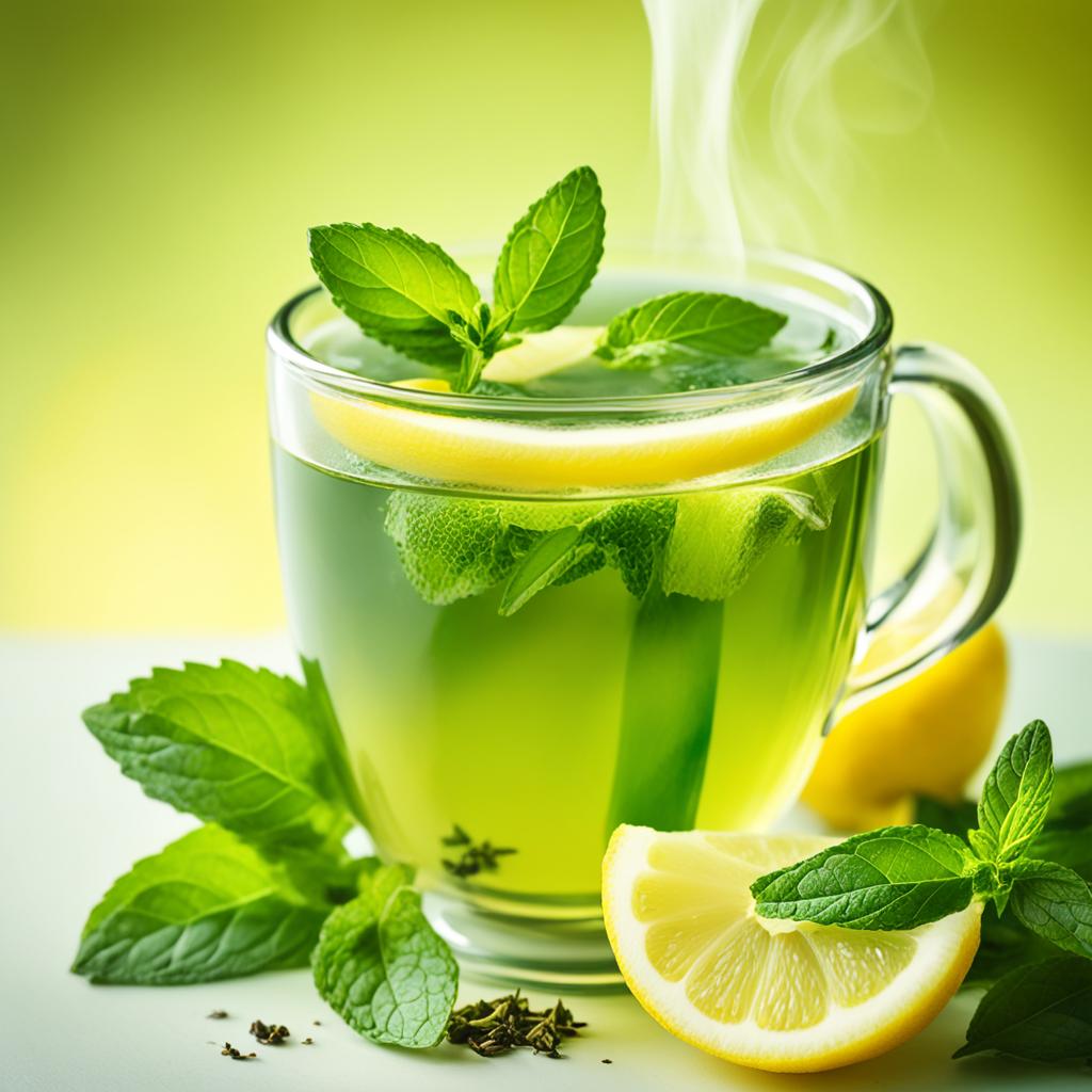 Chá verde com limão e hortelã