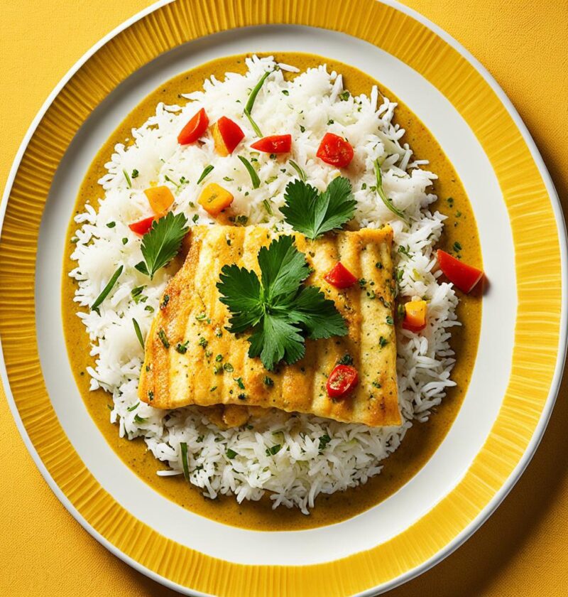 Peixe ao molho de coco e curry