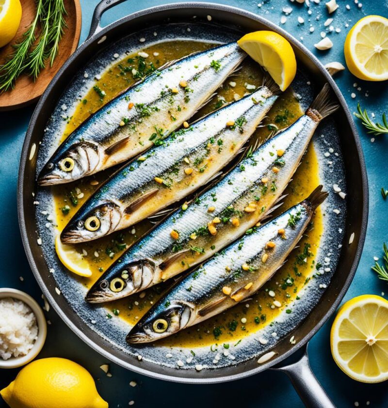 Sardinha frita com limão e alho