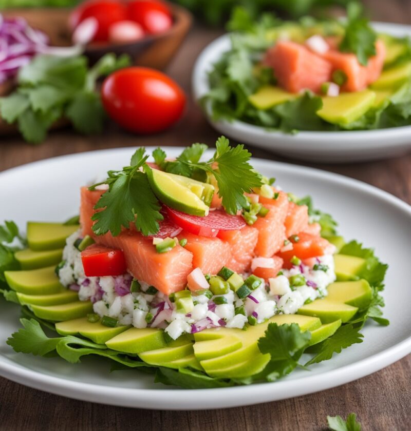 Tartar de salmão com abacate