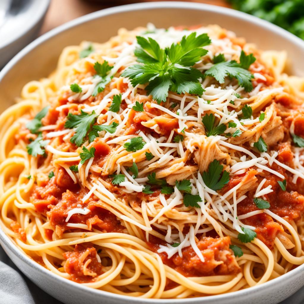 macarrão com frango desfiado