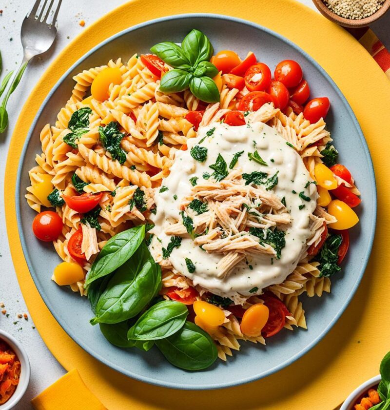 macarrão com frango desfiado