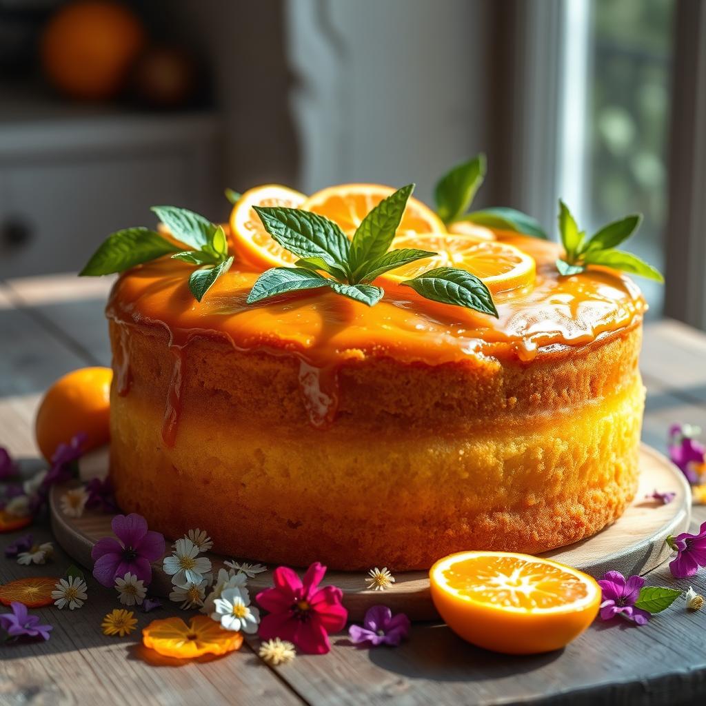 Bolo de laranja com decoração saudável