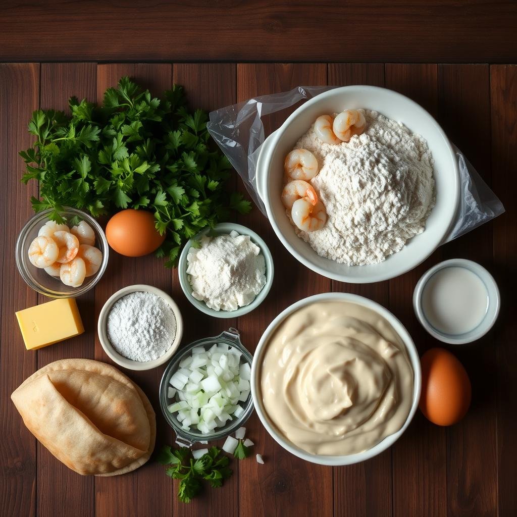 Ingredientes para empadinhas de camarão