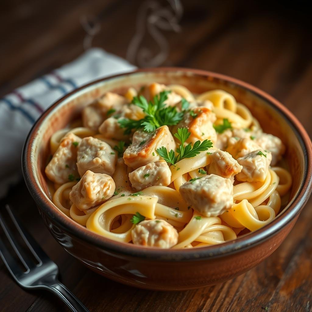 Macarrão com Frango Cremoso Macarrão com Frango Cremoso